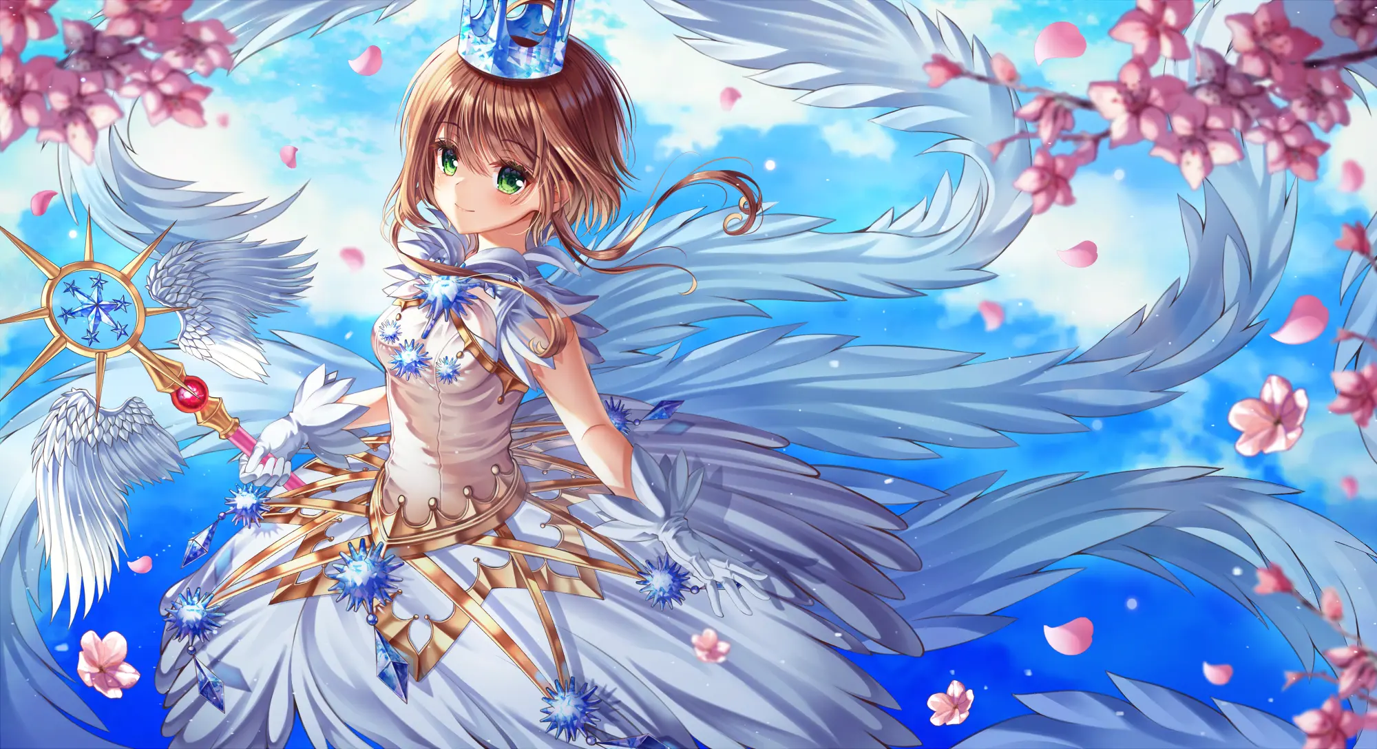 カードキャプターさくら、木之本桜が笑顔で魔法カードを手に持っている画像